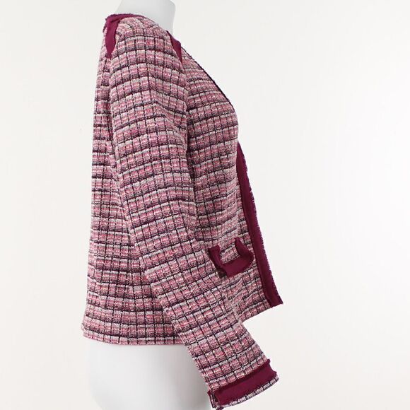 Charming Charlie Tweed Fringe Jacket Ring in Pink Ivory Tweed - Picture 5 of 5